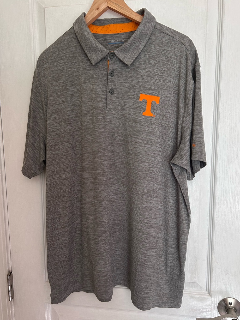 Columbia brand University of Tennessee Men's Polo Shirt with grey w/ orange logo